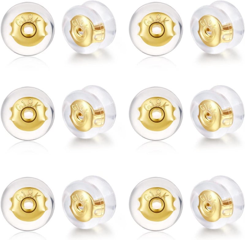Moconar Earring Backs-18K Gold Silicone Earring Backs Replacements for Studs/Droopy Ears, No-Irritate Hypoallergenice Backings for Women Men Gold Color - Image 1
